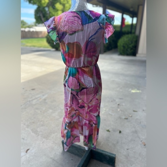 Sam Edelman Women’s Colorburst Leaf Print Faux Wrap Midi Dress - Picture 8 of 10